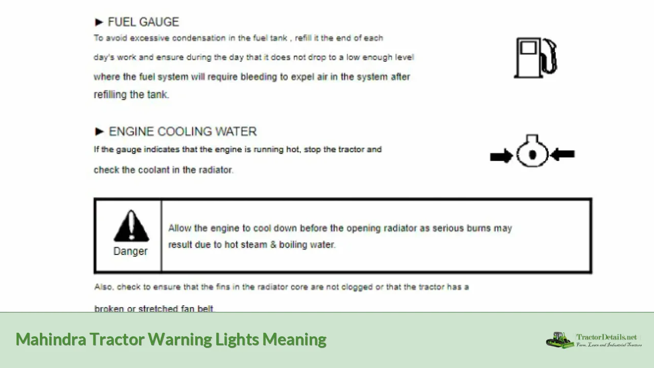 mahindra tractor warning lights meaning