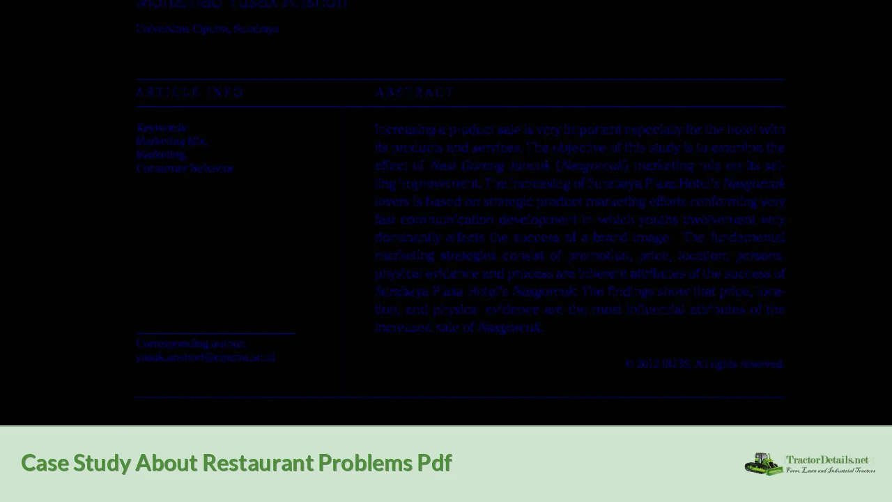 case study about restaurant problems pdf